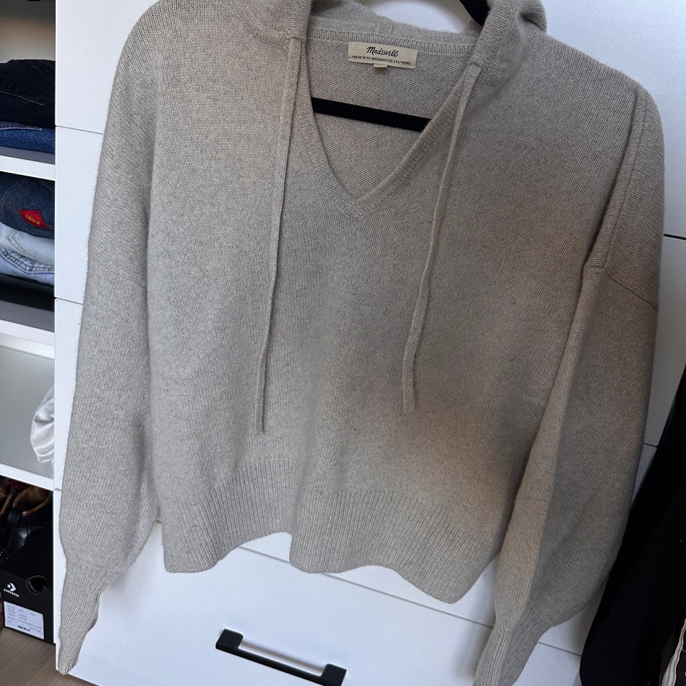 Madewell Cashmere Cropped Hoodie Sweater